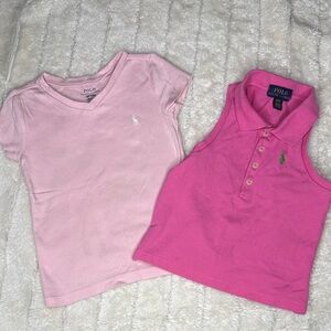 Polo by Ralph Lauren Kids Light Pink Tee and Bright Pink Polo Set